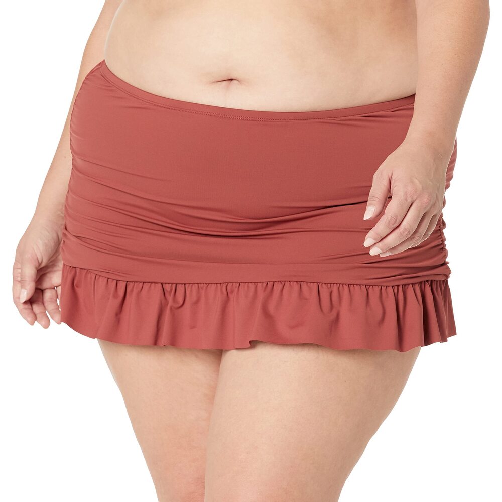 La Blanca Womens Island Goddess Skirted Bikini Bottom Cinnamon 22W